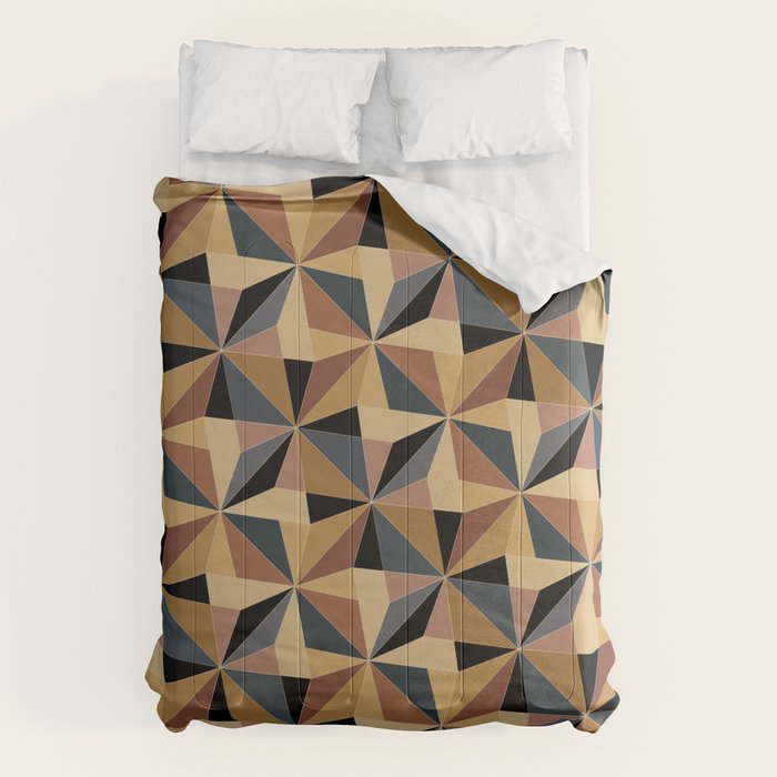 Kaleidoscope Tile Pattern I Bold Neutral Earthy Comforter Gallery Image 1