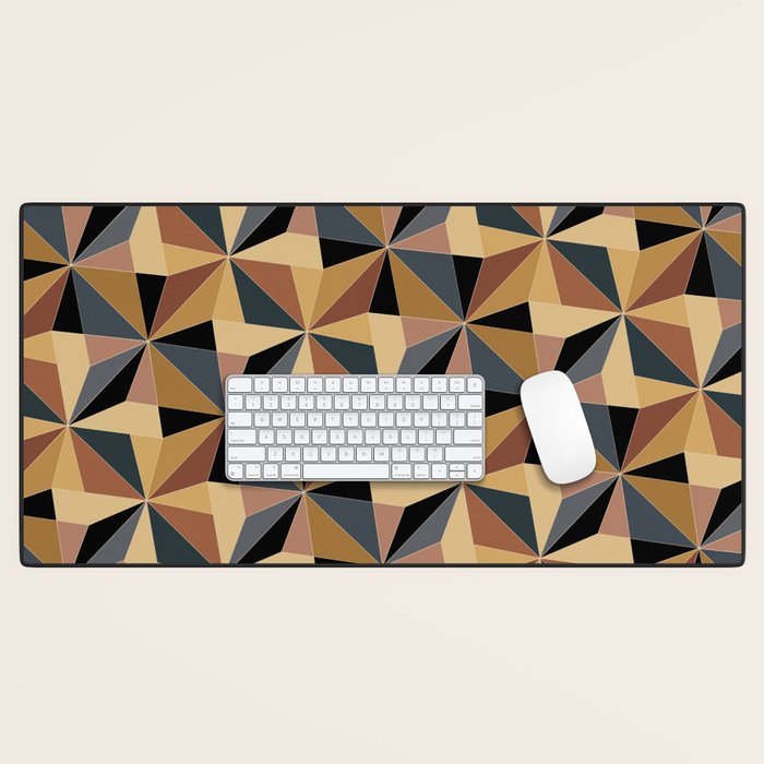 Kaleidoscope Tile Pattern I Bold Neutral Earthy Desk Mat Gallery Image 1
