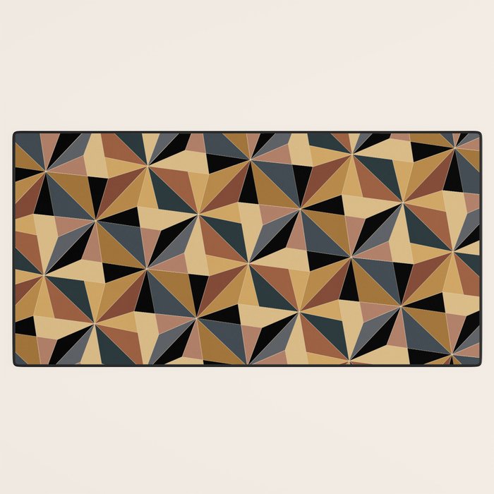 Kaleidoscope Tile Pattern I Bold Neutral Earthy Desk Mat Gallery Image 3