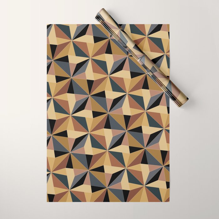 Kaleidoscope Tile Pattern I Bold Neutral Earthy Wrapping Paper Gallery Image 1
