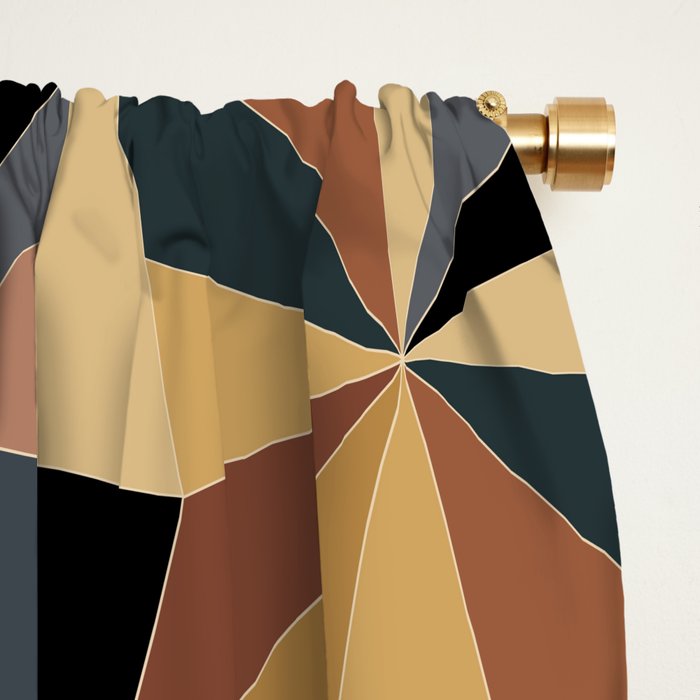 Kaleidoscope Tile Pattern I Bold Neutral Earthy Window Curtain Gallery Image 2