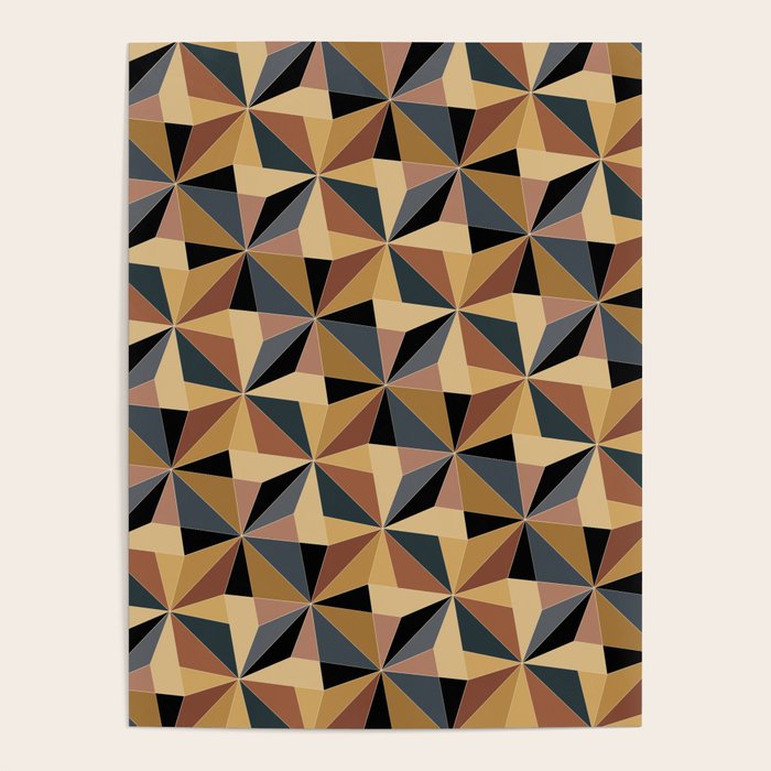 Kaleidoscope Tile Pattern I Bold Neutral Earthy Poster Gallery Image 1