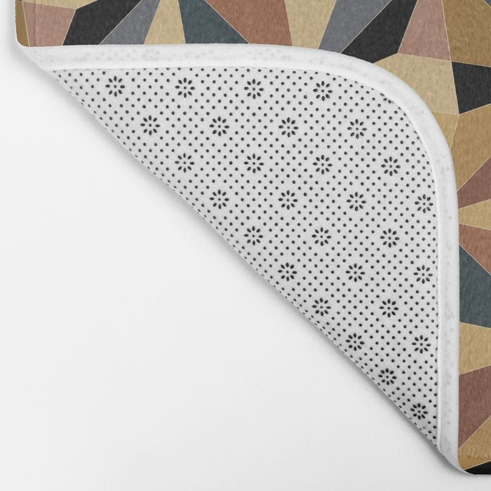 Kaleidoscope Tile Pattern I Bold Neutral Earthy Bath Mat Gallery Image 2