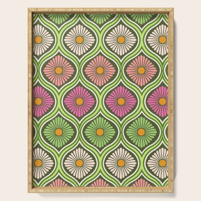 Groovy 70s Retro Mod Daisy Flowers Serving Tray Gallery Image 1