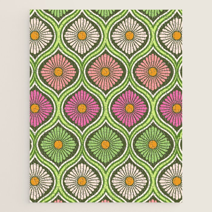 Groovy 70s Retro Mod Daisy Flowers Jigsaw Puzzle Gallery Image 1