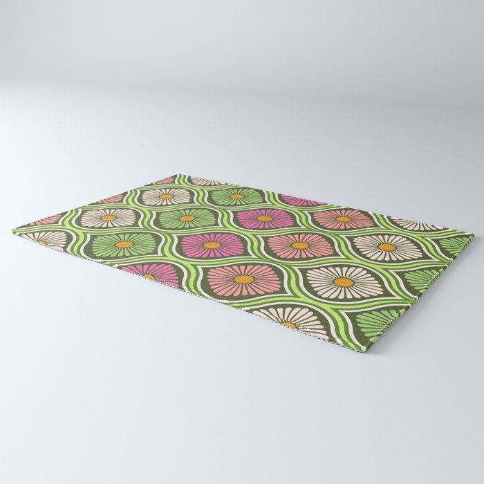 Groovy 70s Retro Mod Daisy Flowers Rug Gallery Image 3