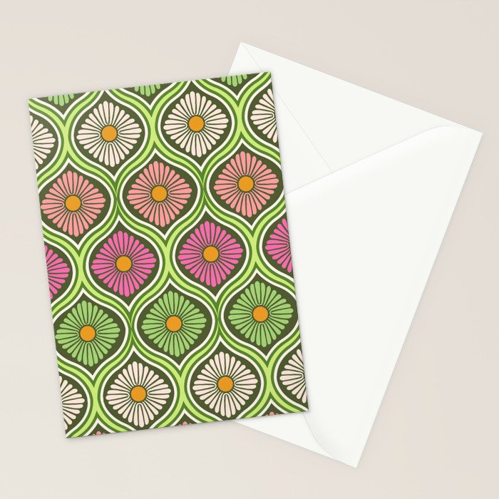 Groovy 70s Retro Mod Daisy Flowers Stationery Card Gallery Image 2