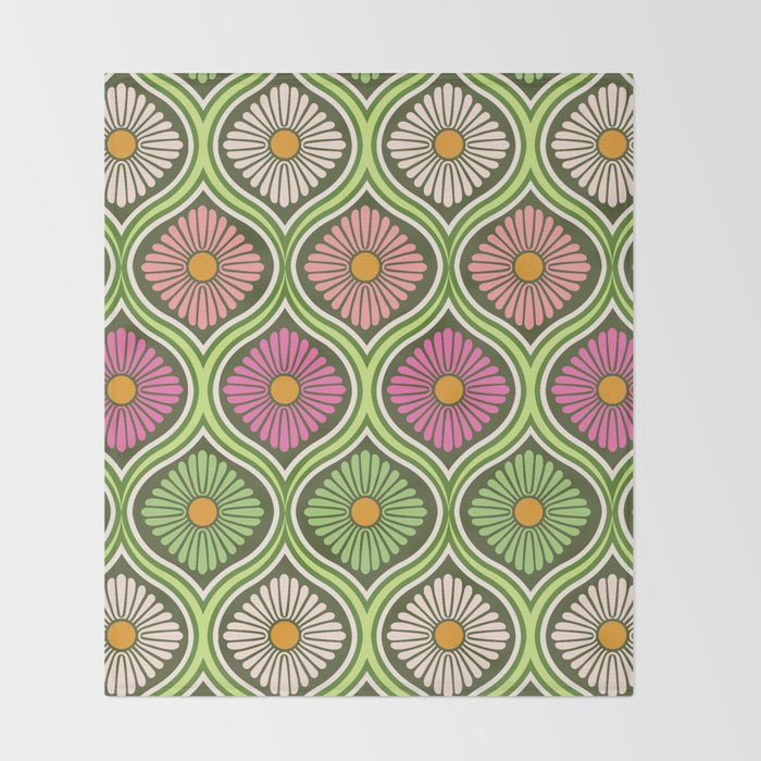 Groovy 70s Retro Mod Daisy Flowers Throw Blanket Gallery Image 2
