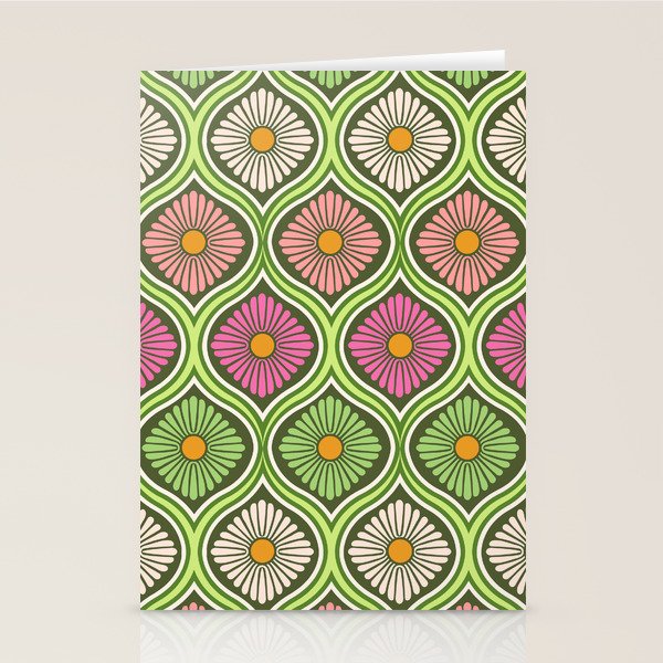 Groovy 70s Retro Mod Daisy Flowers Stationery Card Gallery Image 2