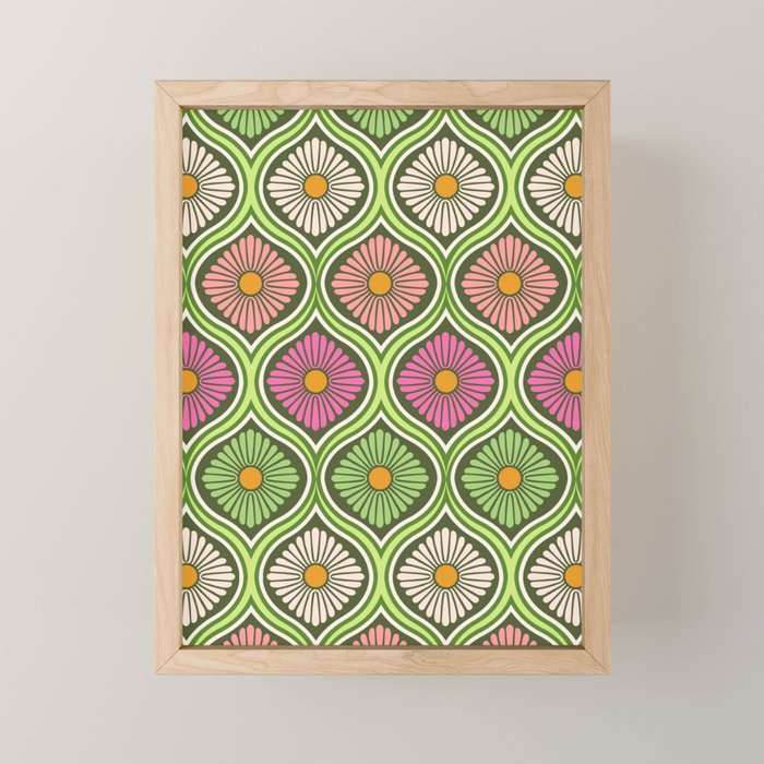 Groovy 70s Retro Mod Daisy Flowers Mini Art Print Gallery Image 1