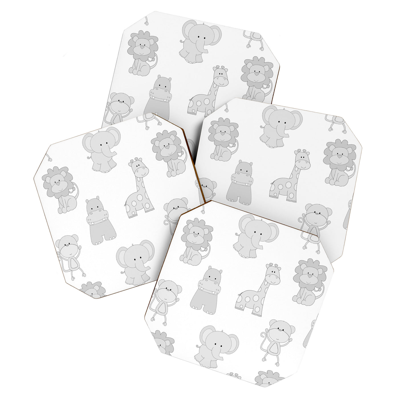 Gray Safari Animals Baby Nursery Coaster