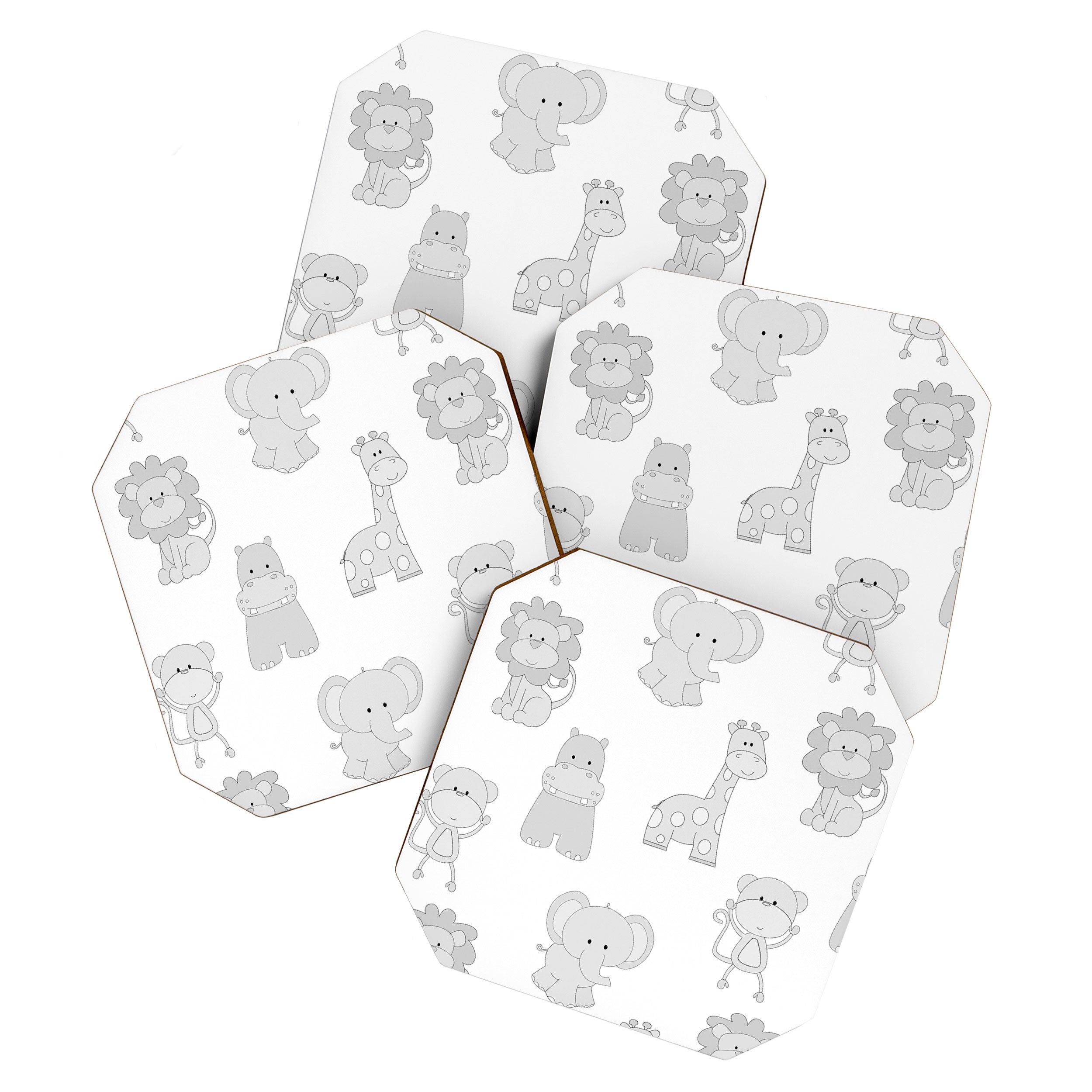Gray Safari Animals Baby Nursery Coaster Gallery Image 1