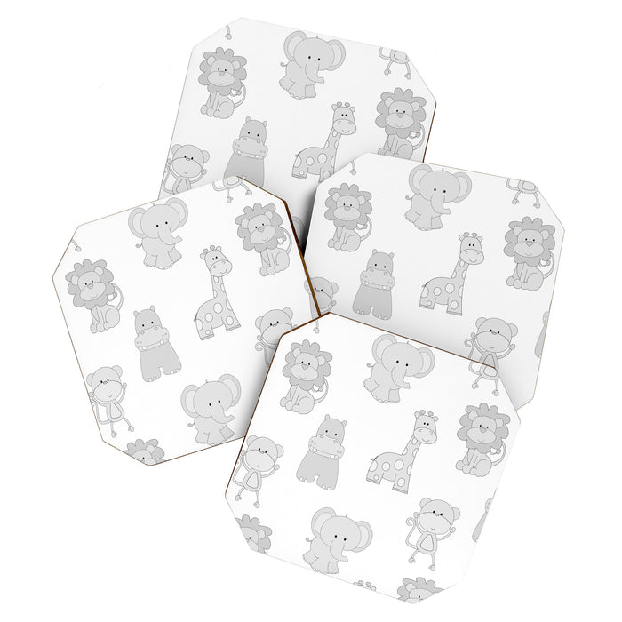 Gray Safari Animals Baby Nursery Coaster Gallery Image 1