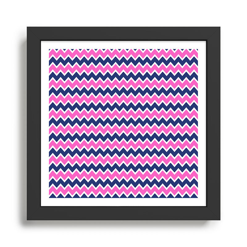 Hot Pink and Navy Blue Chevron Framed Art Print Gallery Image 1