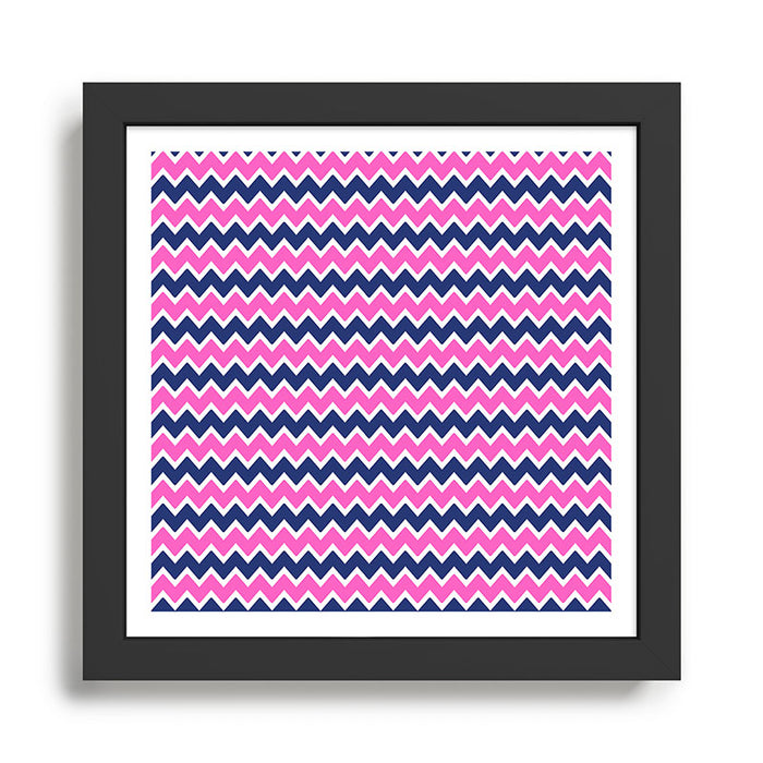 Hot Pink and Navy Blue Chevron Framed Art Print Gallery Image 1