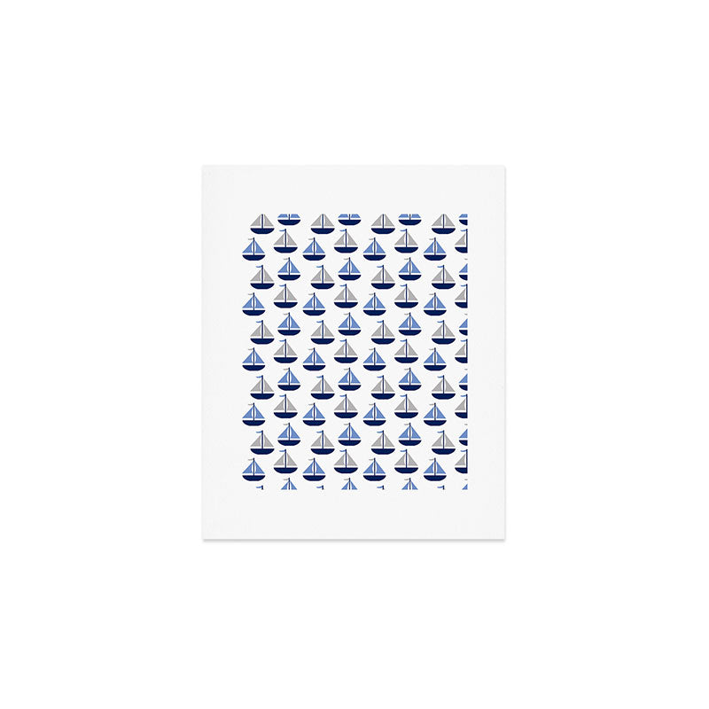 Nautical Sailboat Navy Blue Gray  Art Print Gallery Image 1