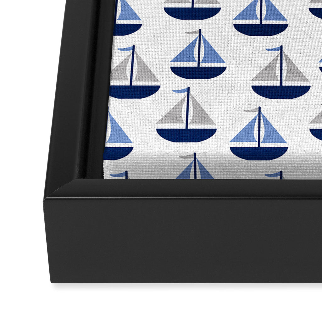 Nautical Sailboat Navy Blue Gray  Framed Canvas Print Gallery Image 3