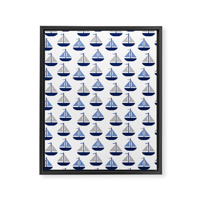 Nautical Sailboat Navy Blue Gray  Framed Canvas Print Gallery Image 1
