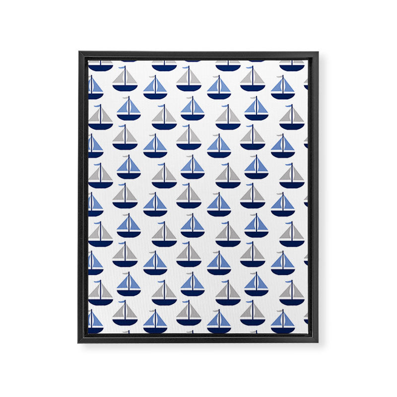 Nautical Sailboat Navy Blue Gray  Framed Canvas Print Gallery Image 8