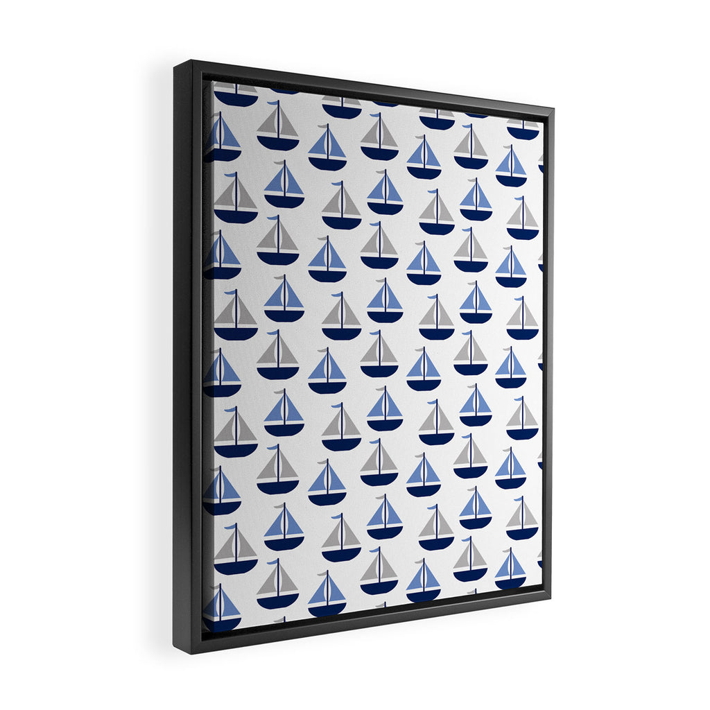 Nautical Sailboat Navy Blue Gray  Framed Canvas Print Gallery Image 2