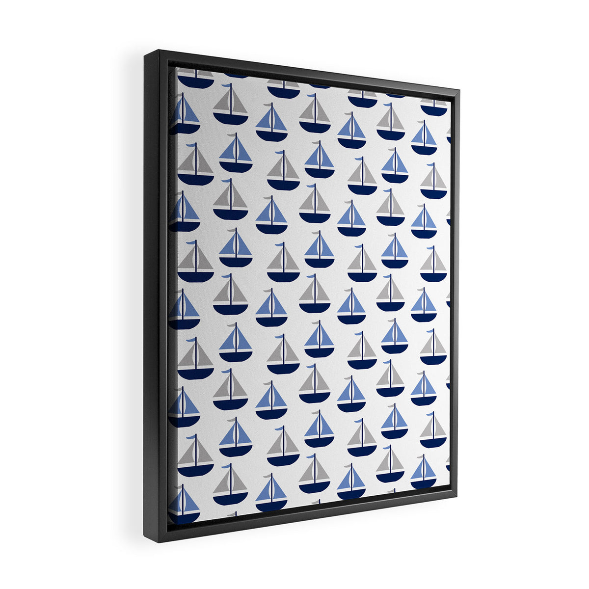 Nautical Sailboat Navy Blue Gray  Framed Canvas Print Gallery Image 2