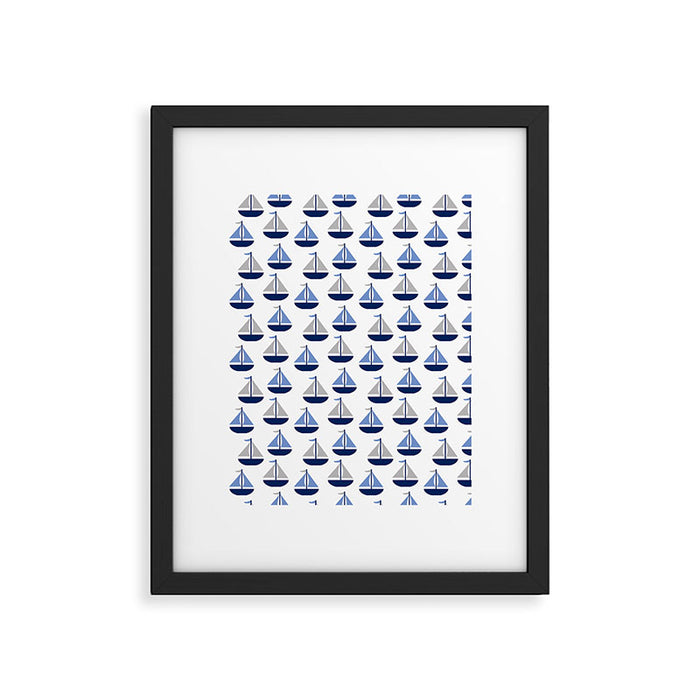 Nautical Sailboat Navy Blue Gray  Framed Art Print Gallery Image 1