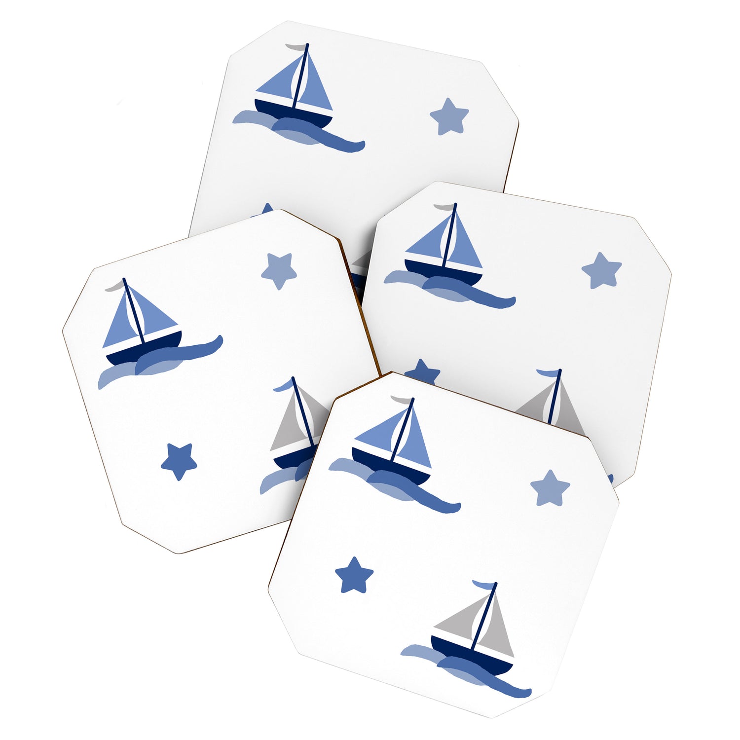 Navy Blue Nautical Sailboat Coaster Gallery Image 1
