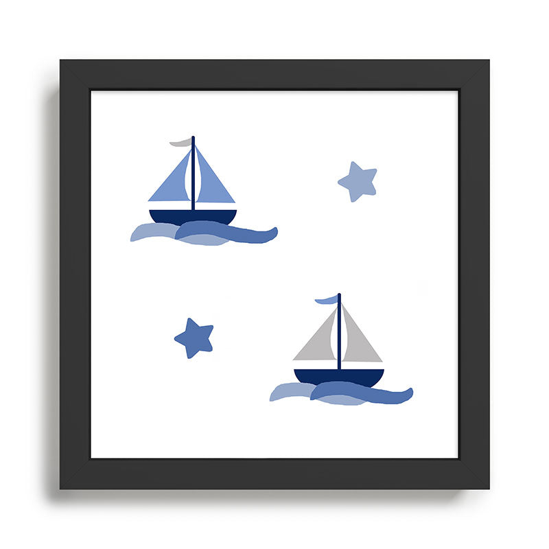 Navy Blue Nautical Sailboat Framed Art Print Gallery Image 1