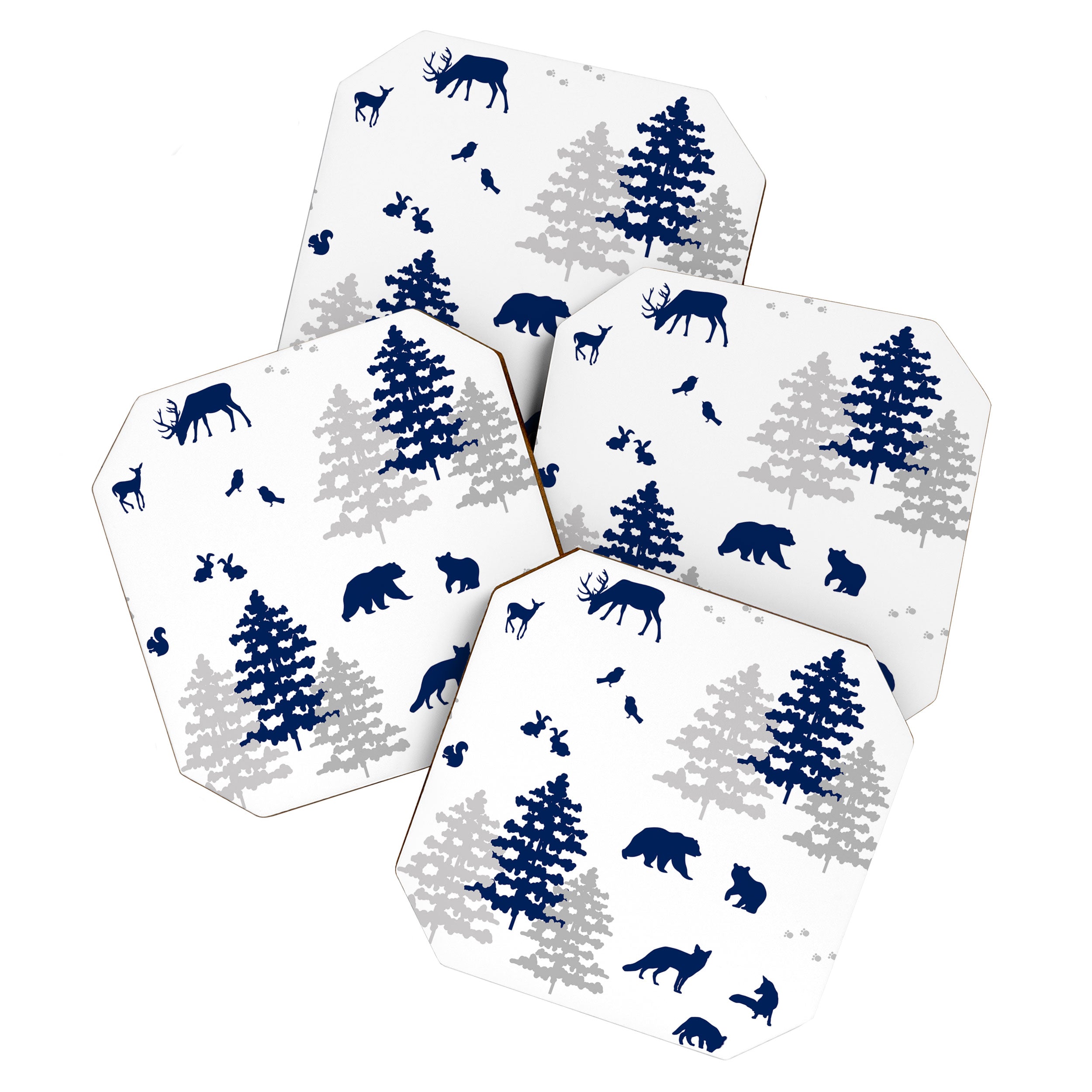 Navy Blue Woodland Animals Coaster Gallery Image 1