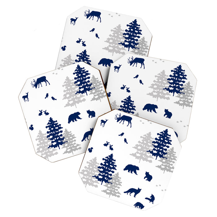 Navy Blue Woodland Animals Coaster Gallery Image 1