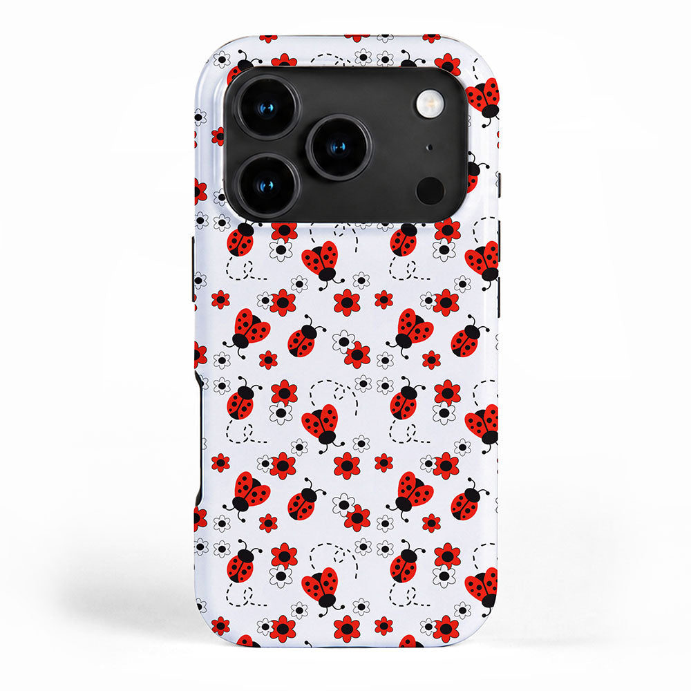 Red Ladybug Floral Pattern iPhone Case Gallery Image 1