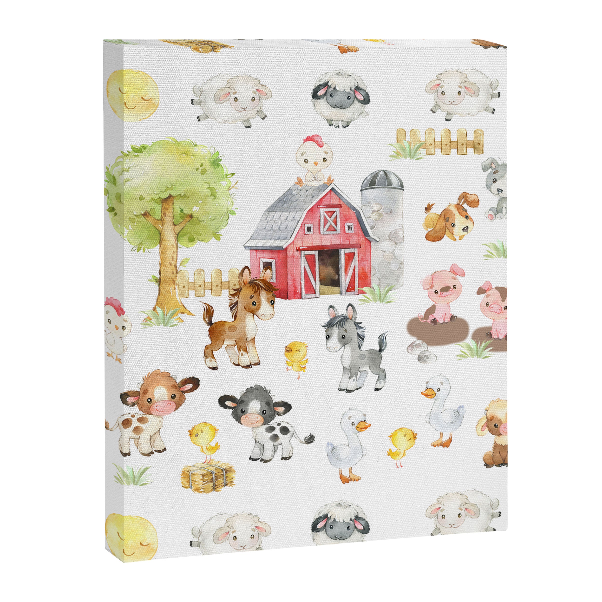 Watercolor Farm Animals Canvas Print Gallery Image 8