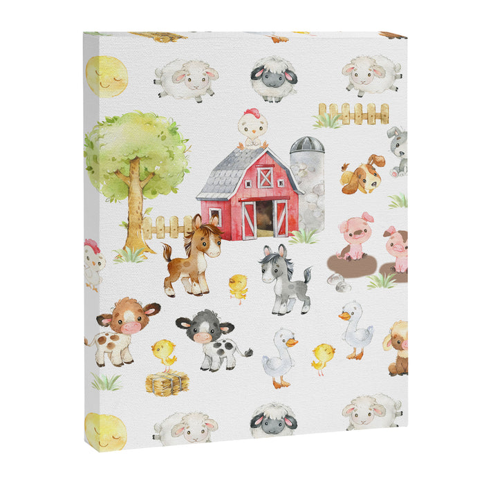 Watercolor Farm Animals Canvas Print Gallery Image 1