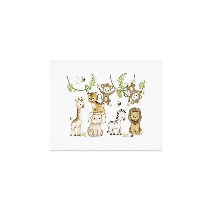 Watercolor Safari Jungle Animals  Art Print Gallery Image 1