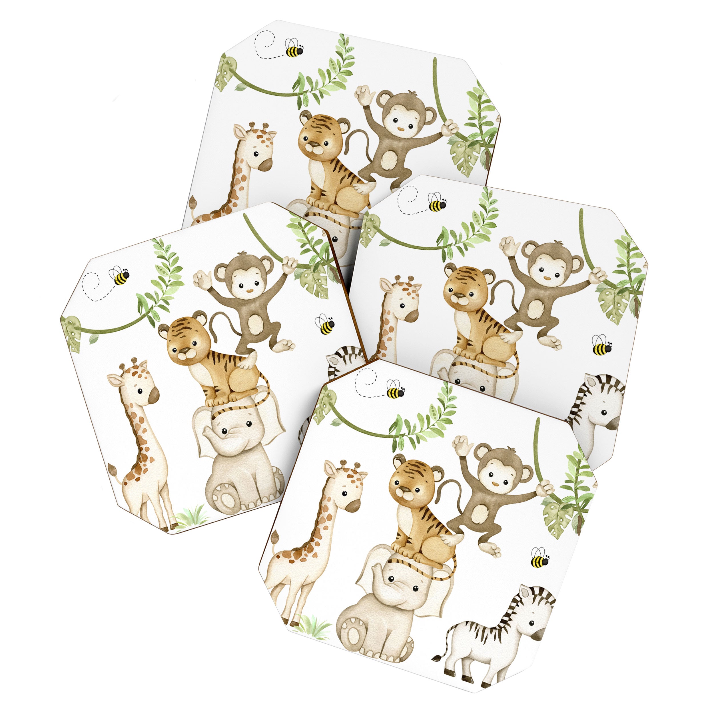 Watercolor Safari Jungle Animals  Coaster Gallery Image 1