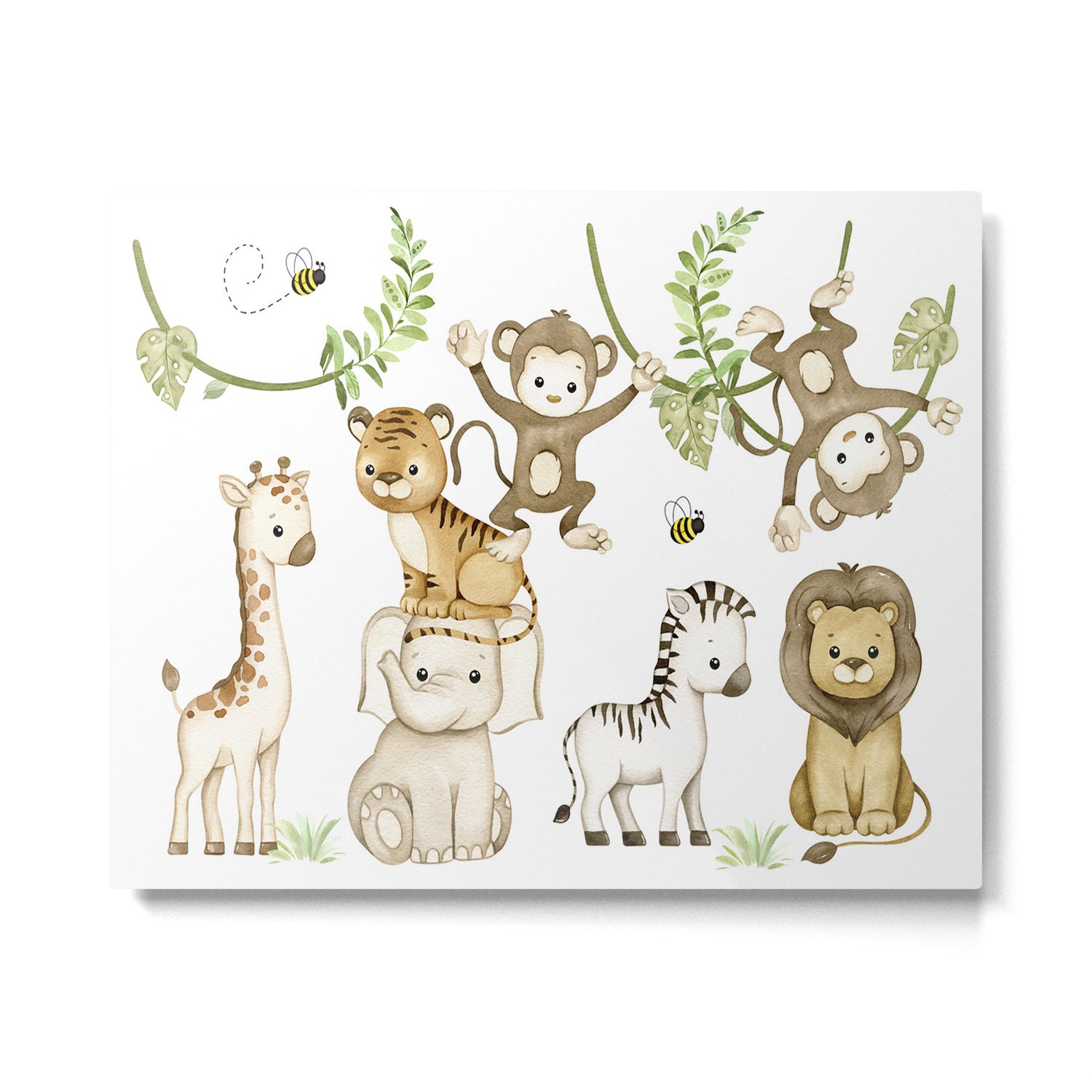 Watercolor Safari Jungle Animals  Metal Print Gallery Image 4
