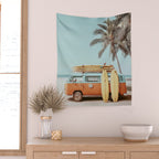 Surf Van II - Vintage Coastal Adventure Print Wall Tapestry Gallery Image 2