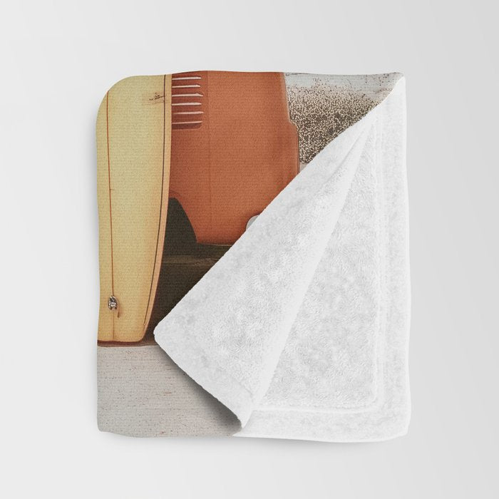 Surf Van II - Vintage Coastal Adventure Print Throw Blanket Gallery Image 3
