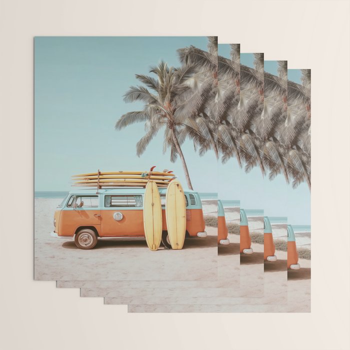 Surf Van II - Vintage Coastal Adventure Print Wrapping Paper Gallery Image 3