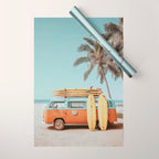 Surf Van II - Vintage Coastal Adventure Print Wrapping Paper Gallery Image 1