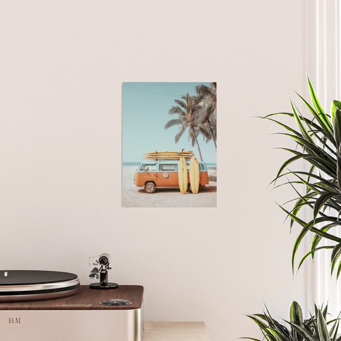 Surf Van II - Vintage Coastal Adventure Print Poster Gallery Image 2