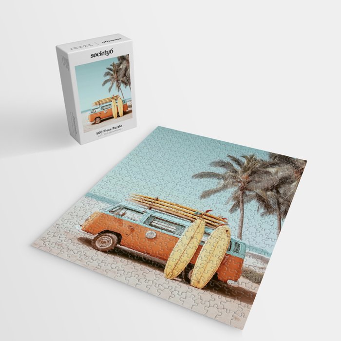 Surf Van II - Vintage Coastal Adventure Print Jigsaw Puzzle Gallery Image 2