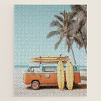 Surf Van II - Vintage Coastal Adventure Print Jigsaw Puzzle Gallery Image 1