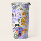 Colorful birds in garden flowers YL Travel Mug Gallery Image 2