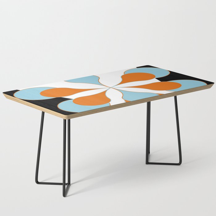 Mid-Century Modern Art 1.4 Aqua Orange Flower Coffee Table Gallery Image 1