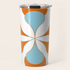 Mid-Century Modern Art 1.4 Aqua Orange Flower Travel Mug Gallery Image 1