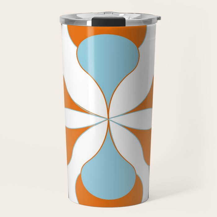 Mid-Century Modern Art 1.4 Aqua Orange Flower Travel Mug Gallery Image 1