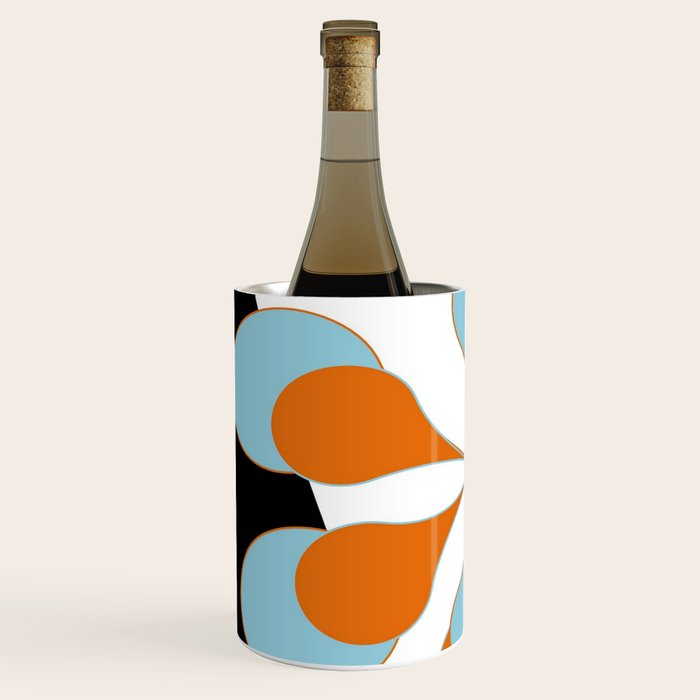 Mid-Century Modern Art 1.4 Aqua Orange Flower Wine Chiller Gallery Image 2