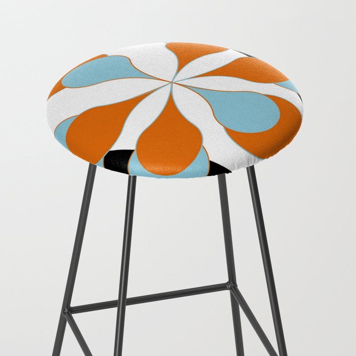 Mid-Century Modern Art 1.4 Aqua Orange Flower Stool Gallery Image 2
