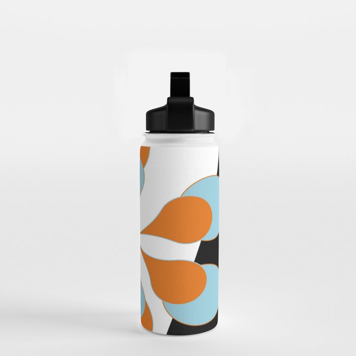 Mid-Century Modern Art 1.4 Aqua Orange Flower Water Bottle Gallery Image 2